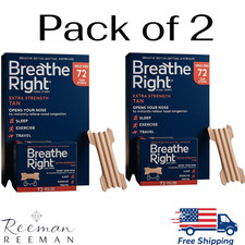 Breathe Right Nasal Strips Snoring relief Tan Extra Strength 72 ct Pack of 02 