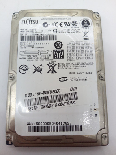 FUJITSU *MHW2160BH* 160 GB * SATA HDD Notebook 2,5 Zoll #NFP1928