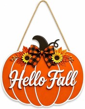 Fall Door Welcome Sign for Home Decor Hanger Door Sign 12x12 Inch Autumn Wood