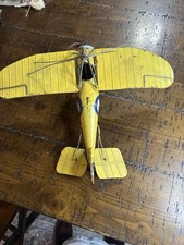 Vintage 1930s  40s Tin Litho RAF Yellow Biplane Toy Airplane Japan