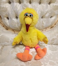Vintage 1986 Sesame Street Talking Big Bird Plush Yellow Pull-String Stuffed Toy