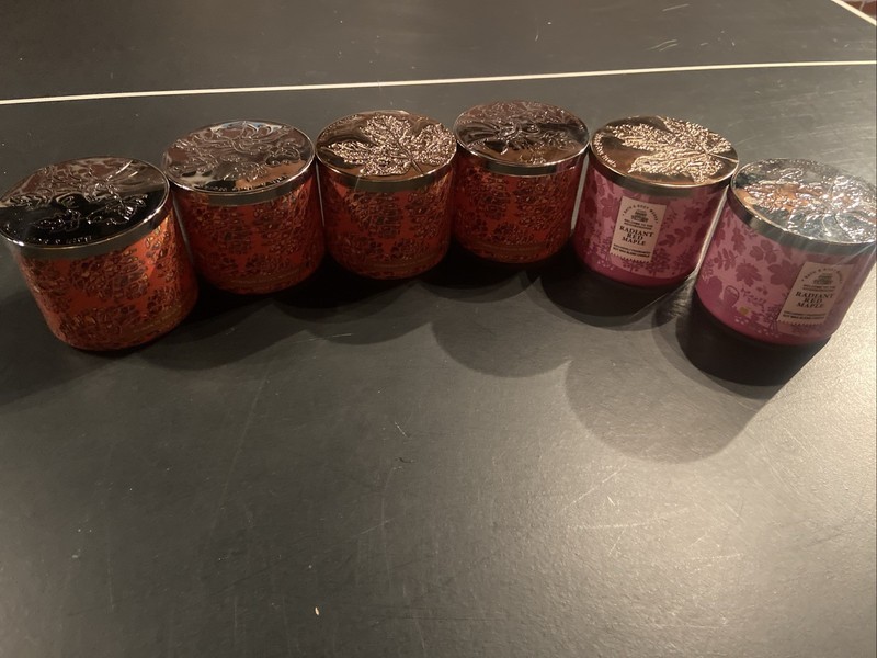 Lot Of 6 EMPTY Clean Fall Themed Bath & Body Candle Jars