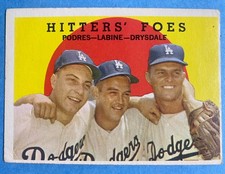 1959 Topps Don Drysdale, Johnny Podres, Clem Labine #262 Gray Back No Creases