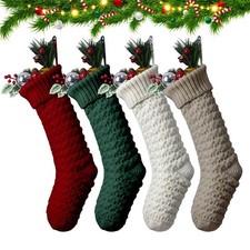 Christmas Knit Stockings 18In Classic Xmas Decorations for Family