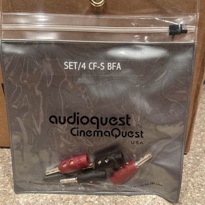Set of 4 Audioquest CF-BFA Silver Male Banana Connectors Red/Black-New Unopened
