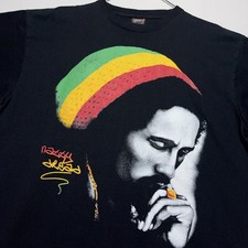 VTG 90s / Y2K Bob Marley Shirt - Natty Dread - Black - BIG Face Graphic - 2XL