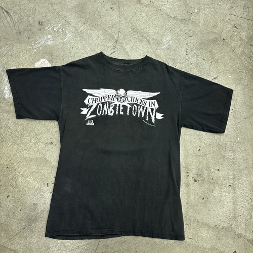 Chrome Hearts, 🔥VTG 1992 Chrome Hearts Chopper Chicks In Zombietown T-Shirt Sz Large 20.5x28