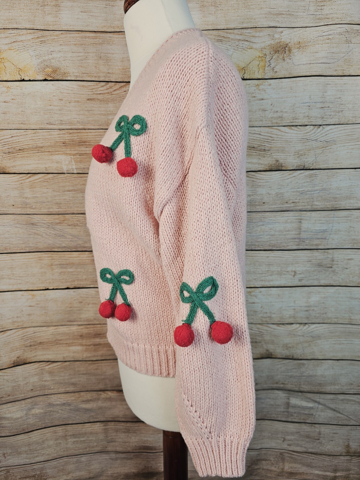 Luna Ivy 3D Cherry Chunky Knit Cardigan Sweater O… - image 2