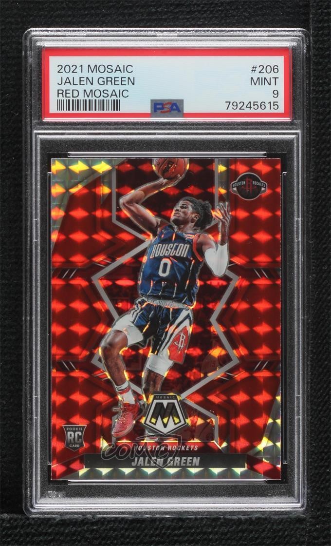 2021 Panini Mosaic Rookies Red Prizm Jalen Green #206 PSA 9 MINT Rookie RC 2l4