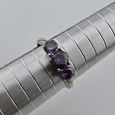 STERLING Silver RING 3 AMETHYST STONES Twist Band SZ 9 NF