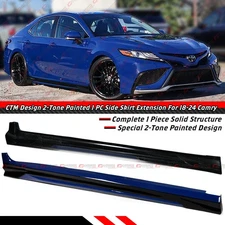For 2018-2024 Toyota Camry CTM Reservoir Blue Black 2-Toned Side Skirt Extension