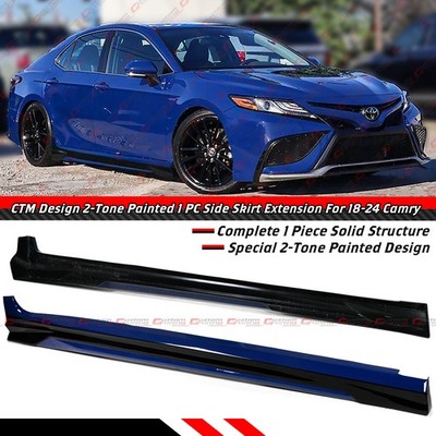 For 2018-24 Toyota Camry Paint Match Reservoir Blue Side Skirt Extension By CTM