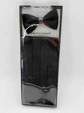 Vintage Pronto Uomo 100 Silk Bow Tie  Cummerbund Set Black NEW NOS