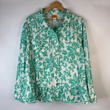 Ruby Rd Jacket Women 3X White Green Scroll Em...