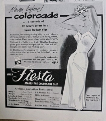  Womens Fiesta Colorcade basic budget Nylon Tricot Slip vintage lingerie Ad 