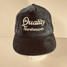 Vintage Quality Hardwoods Hat Cap Snap Back Grey Corduroy 80s Ownco Made In USA