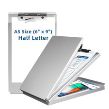 Sunnyclip Aluminum Clipboard with Storage Memo Memo Size 1 Pack , Silver