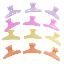 12 Pieces Plastic Hair Claw Clips Butterfly Hairdresser Clamp fit for Salon Hair