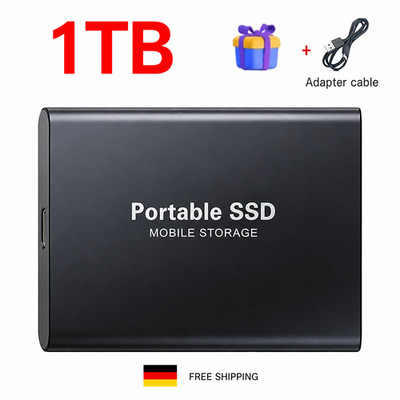 1TB Black Portable External SSD USB 3.1 Type-C Ultra-Slim High-Speed Hard Drive