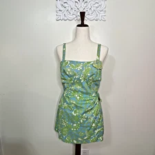 GABAR New York size 16 Sarong Style Swimsuit Sun Suit Dress Union Made USA GREEN