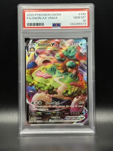 PSA 10 GEM MINT Snorlax VMax 142 Sword & Shield Full Art Pokemon Card