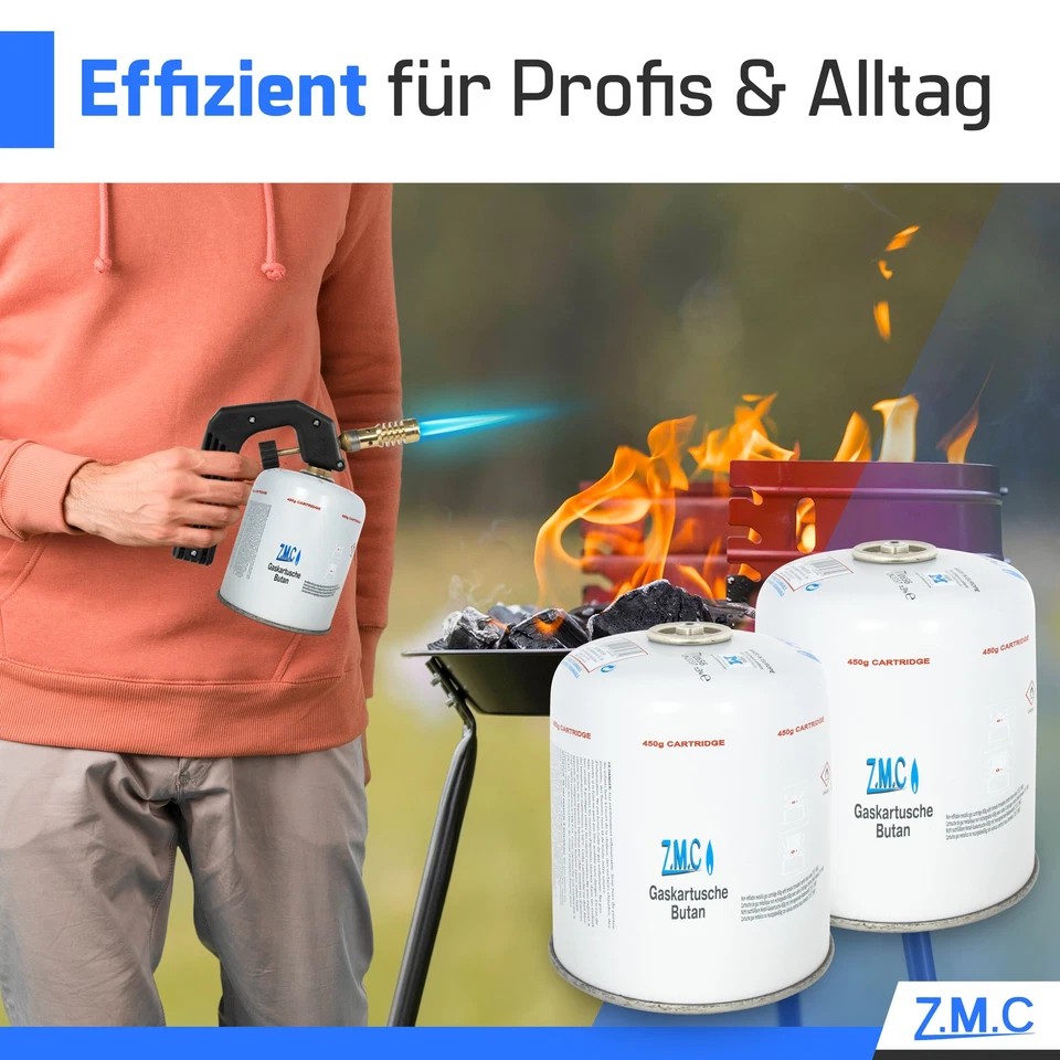 ZMC 12x Gaskartuschen 450g, 990ml Propan Butan Gas Schraubkartusche Eurogewinde - Bild 2 von 4