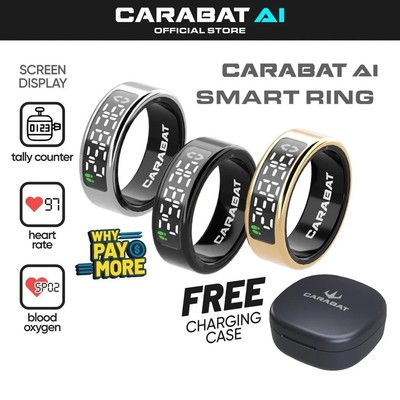 Carabat AI Smart Tasbih Ring   OLED Screen, Charging Case, Digital Counter