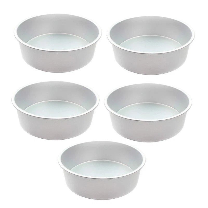 Pack of 5 Nonstick Cake Tins Fixed Base Round Cake Pans Small Dessert Bakewares