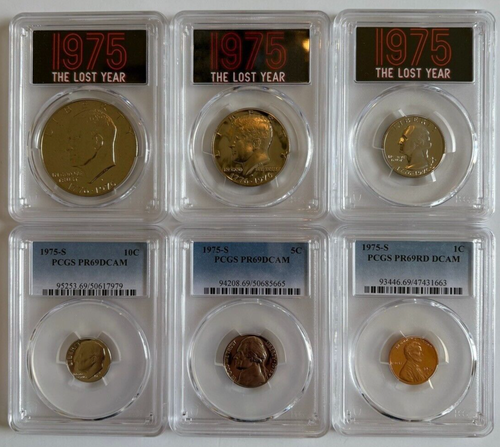 1975-S US 6 Coin PROOF SET~PCGS PR69DCAM (1C~5C~10C) and PR69CAM (25C~50C~$1) - 第 1/14 張圖片