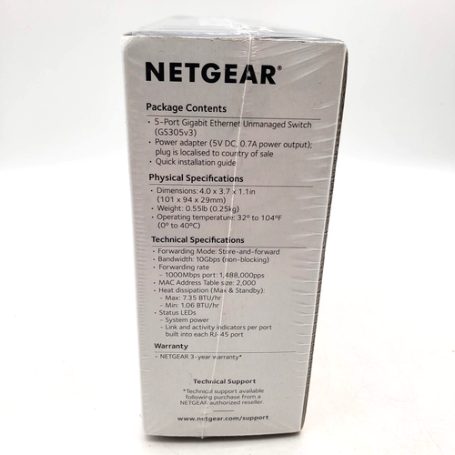 NETGEAR 5 Port Gigabit Ethernet Unmanaged Switch GS305-300PAS BRAND NEW SEALED - Picture 4 of 6