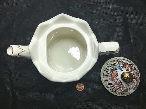 VTG Sadler Ceramic Teapot Soldiers Of The Battle Of Waterloo Octagon Shaped 7" H - Picture 9 of 11