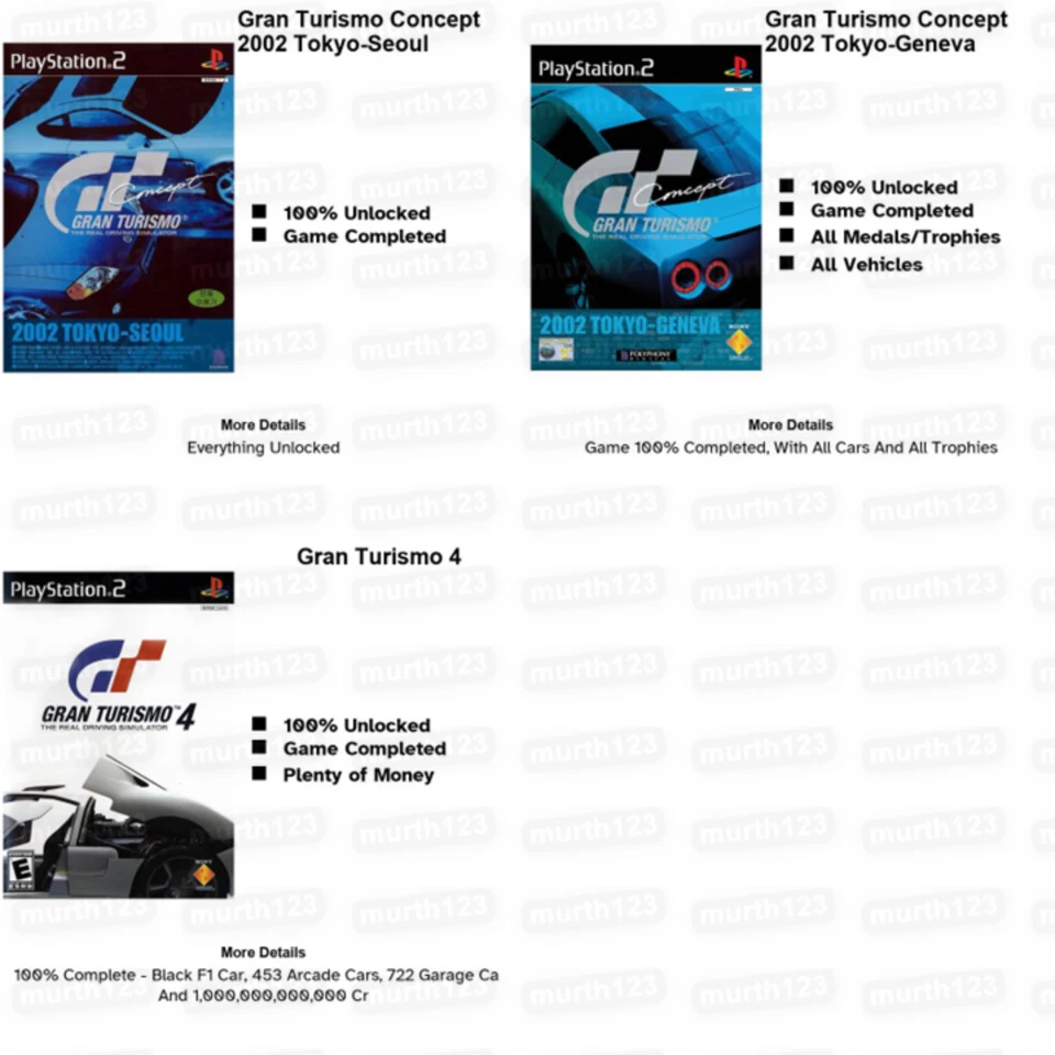 GRAN TURISMO 1 2 3 4 | MEMORY CARD SAVES | 100% Unlock! All Cars! Tracks PS1 PS2 - Image 4 of 4