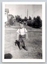 Photograph Mid Century Black and White Picture Family Snapshot USA Boy