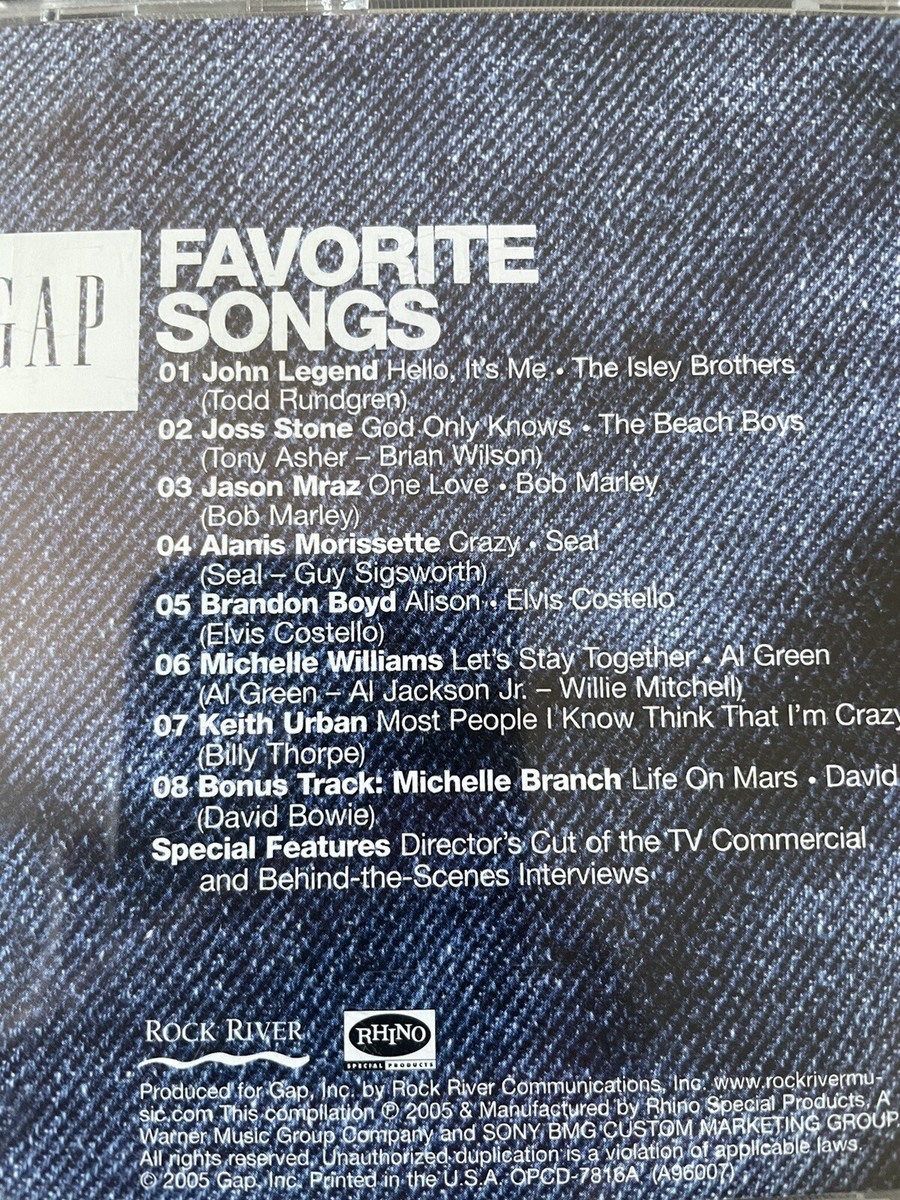 GAP - Favorite Songs CD~ Various Artists ~Alanis Morissette Joss