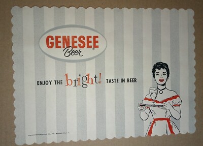 GENESEE BREWING CO of ROCHESTER NY ''BRIGHT TASTE IN BEER''  BEER PLACEMAT VINTAGE