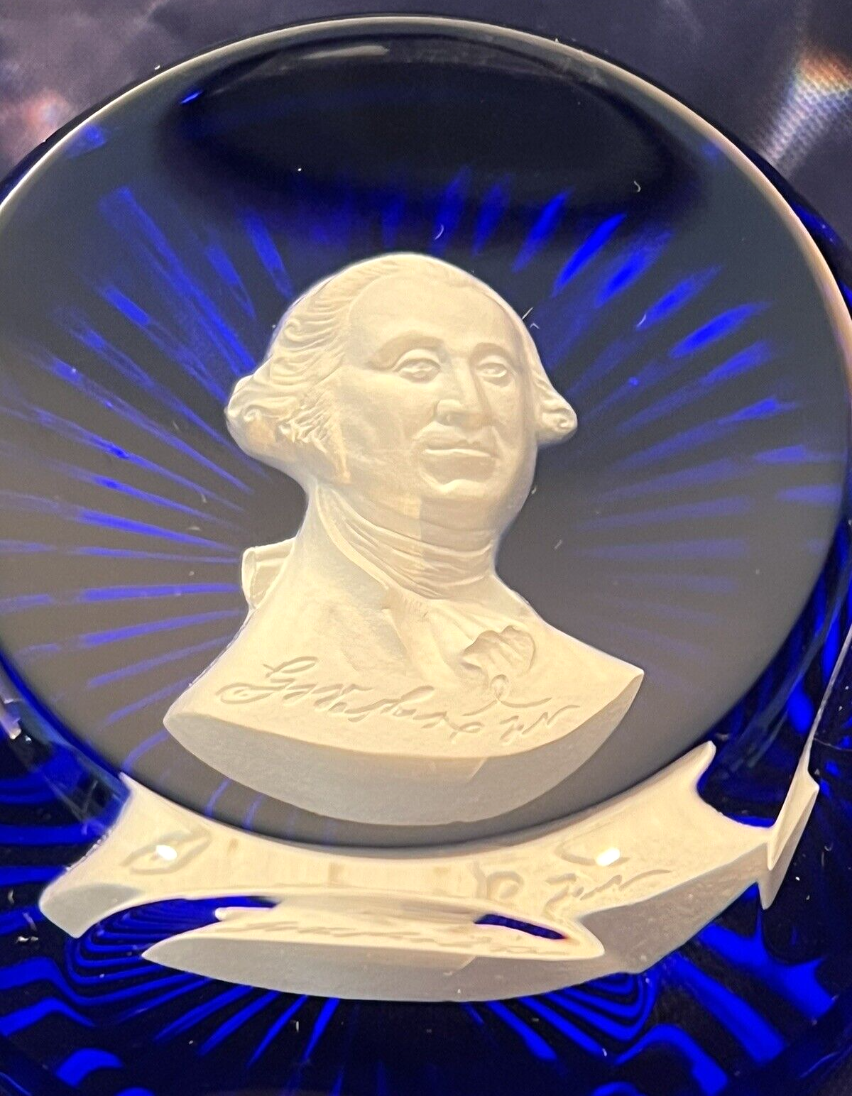 George Washington Crystal Paperweight Crystal D'Albret, France/Danbury Mint