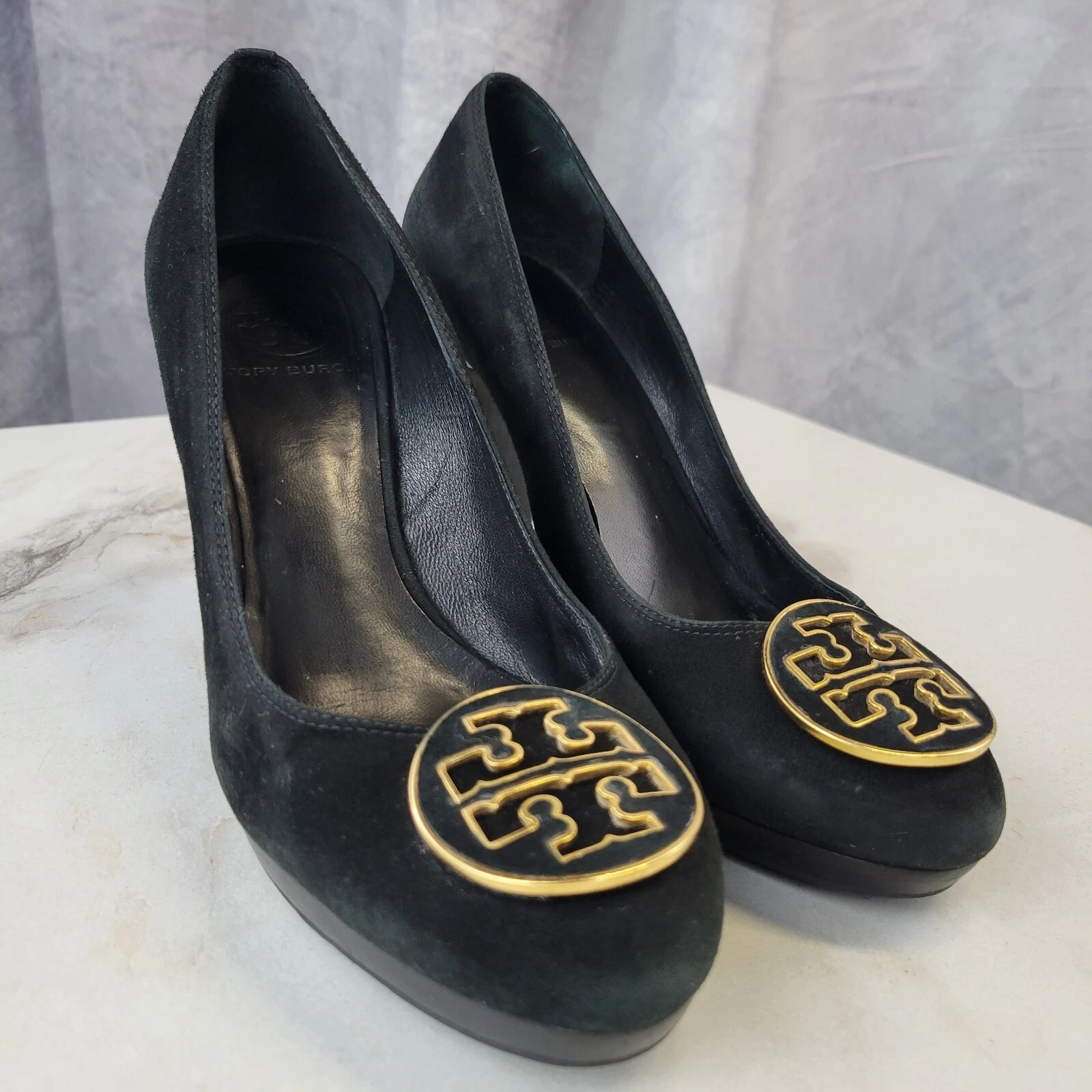 Tory Burch decolte medaglione scamosciato donna taglia 8 M nere