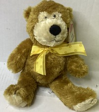 Melissa Doug Baby Ferguson Brown Bear Plush 9" H Gold Bow Black Nose NWT