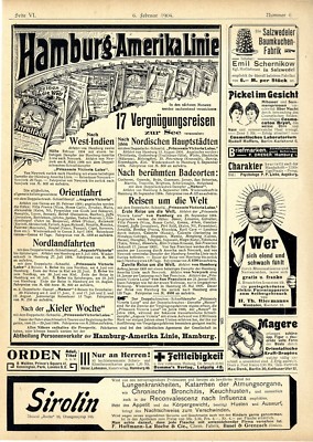 Hamburg-Amerika-Linie Stachanger Beluga-Caviar Liebig`s Fleisch- Extract v. 1904