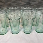 Coca Cola Indiana Glass Set Of 12 Green VTG Glasses 7"