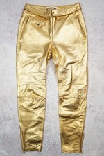 Moschino H M H MOSCHINO TV H M HM Leather Pants Gold US2 US 2 EUR 34 EUR34