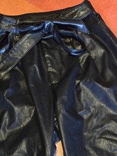 Vintage 80s 90s Express High Waisted Black Faux Leather Pants Size Medium