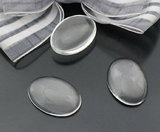 25 Transparent Clear Oval Dome Flatback Glass Cabochon 18X25mm