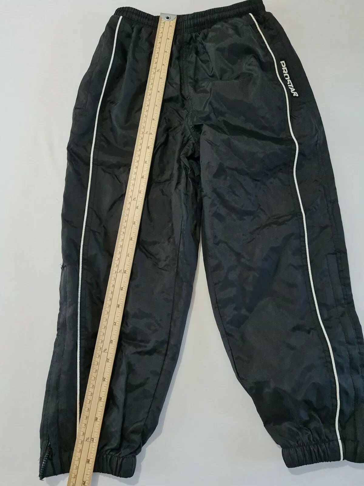 Boys Track Bottoms Prostar Size 20/22'' Zip Pockets Elastic Waist Black 4771 image 8