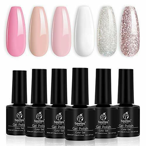 Beetles French White Gel Nail Polishes Set- 6 Pack Gel Nail Kit Nude Pink - Picture 1 of 5