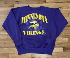 VTG 90s Minnesota Vikings Logo Graphic Size Large Crewneck Sweatshirt USA MADE