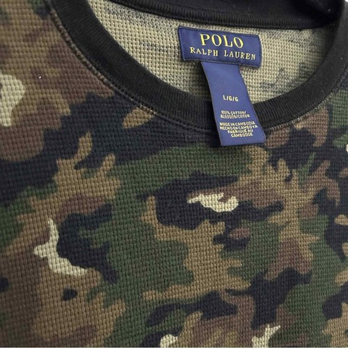Polo Ralph Lauren Boys Camo Green pullover long sleeve waffle knit shirt EUC L - Picture 5 of 11