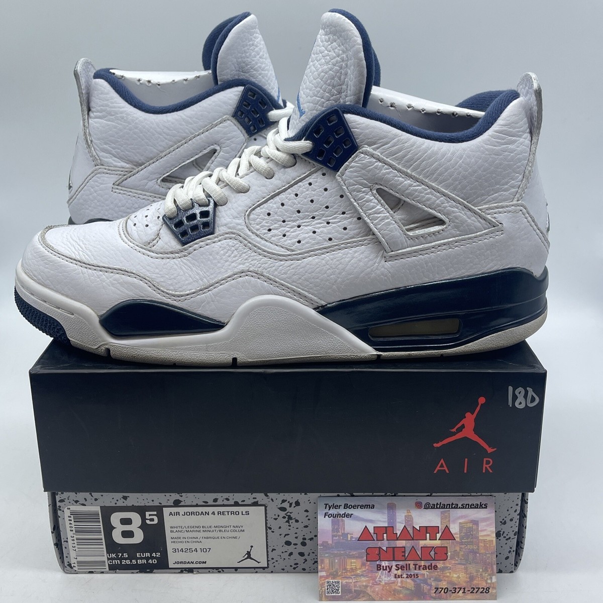 Size 8.5 - Air Jordan 4 Retro LS Columbia White Blue Leather