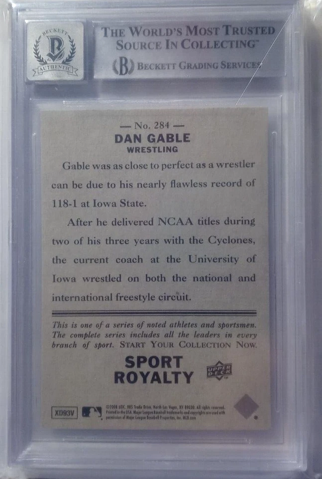 Dan Gable 2008 Upper Deck Goudey #284, BGS Auto 10 - Image 2 of 2