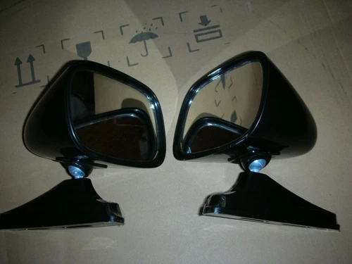NOS 2 VINTAGE CLASSIC ALL BLACK  DUAL SPORT BULLET SHAPE HOT ROD/RAT ROD MIRRORS